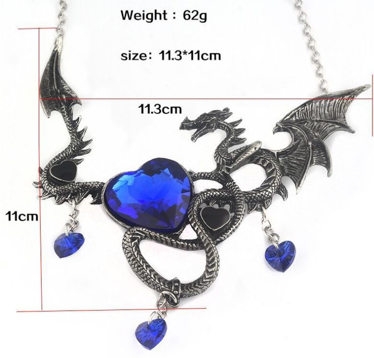 This brand-new heart-shaped sapphire dragon necklace is the perfect way to make a statement and express your personality. This piece of jewelry showcases a beautiful gold setting that will capture the attention of everyone who sees it. The most unique feature of this necklace is the stunning sapphire dragon pendant that sits atop the heart-shaped centerpiece. It will be a conversation starter for sure! The minimalistic design of this necklace makes it the perfect gift for anyone. Whether you're Sapphire Heart Pendant Jewelry For Valentine's Day, Elegant Dragon Design Necklace Gift, Elegant Dragon Design Necklace As Gift, Elegant Dragon Design Necklace As A Gift, Gothic Clavicle Chain Necklace With Heart Pendant, Snake-shaped Metal Necklace For Gift, Metal Snake Shape Necklace As Gift, Metal Snake-shaped Necklace For Gift, Gothic Pendant Jewelry For Valentine's Day