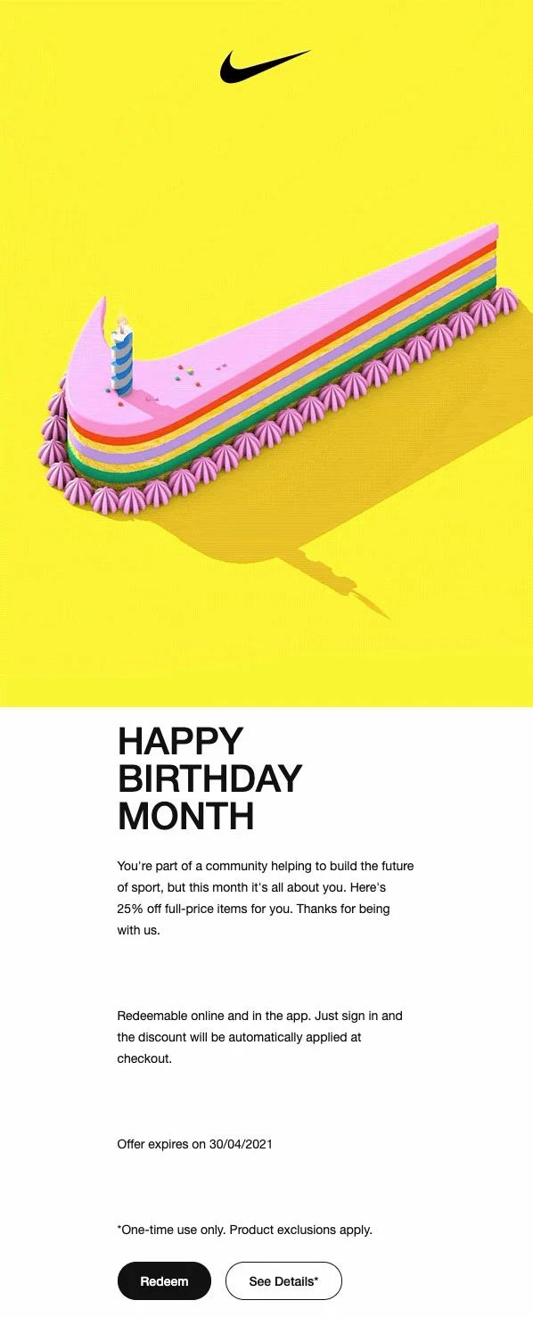 an advertisement for nike's happy birthday month