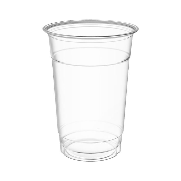 a clear plastic cup on a white background