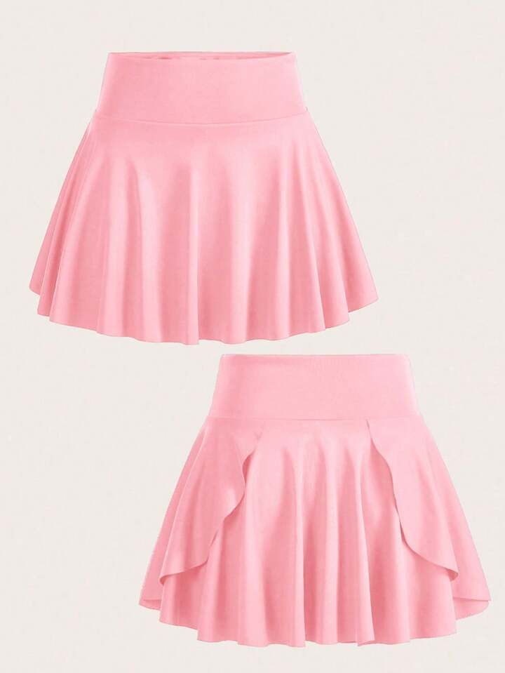 Spring Tennis Skirt For Cheerleading, Casual Solid Color Cheerleading Skirt, Pink Mini Skirt For Sports In Spring, Spring Cheerleading Mini Skirt, Casual Mini Skirt For Cheerleading In Spring, Casual Pink Sports Skirt, Casual Pink Skirt For Sports, Casual Mini Skirt For Cheerleading, Color Shorts