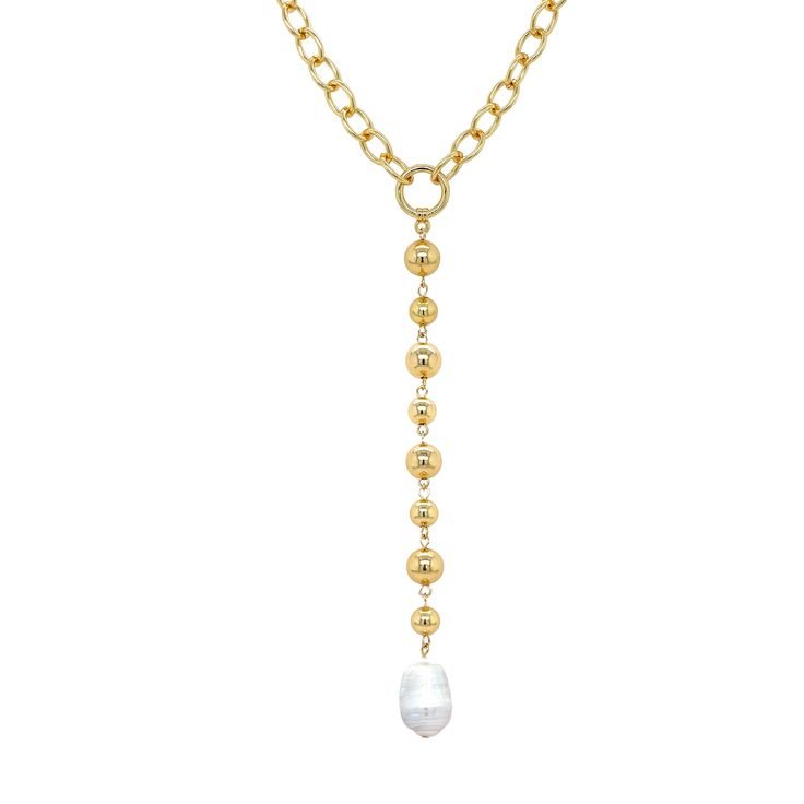 <p>Pearl Lariat Mixed Chain Necklace</p> <ul> <li>Yellow Gold Plated</li> <li>Pearls: 0.50 Wide X 0.80 Long</li> <li>Lariat Drop: 6.50 Length</li> <li>16-18 Adjustable Length</li> </ul> Luxury Drop Necklace With Adjustable Chain, Luxury Silver Lariat Necklace With Pearl Chain, Cheap Beaded Lariat Chain Jewelry, Luxury Gold Plated Pearl Necklace With Adjustable Chain, Luxury Single Strand Lariat Beaded Necklace, Luxury Lariat Necklace With Pearl Charm For Formal Occasions, Luxury Pearl Pendant Lariat Necklace For Formal Occasions, Luxury Lariat Single Strand Beaded Necklace, Luxury Lariat Toggle Necklace With Chain Detail