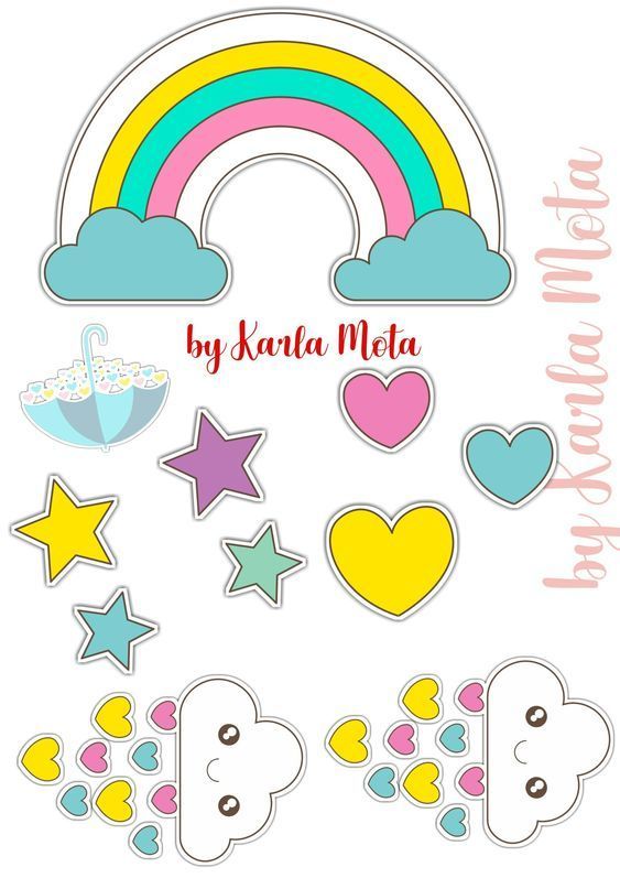 a rainbow and stars sticker set with the words, by katta mela