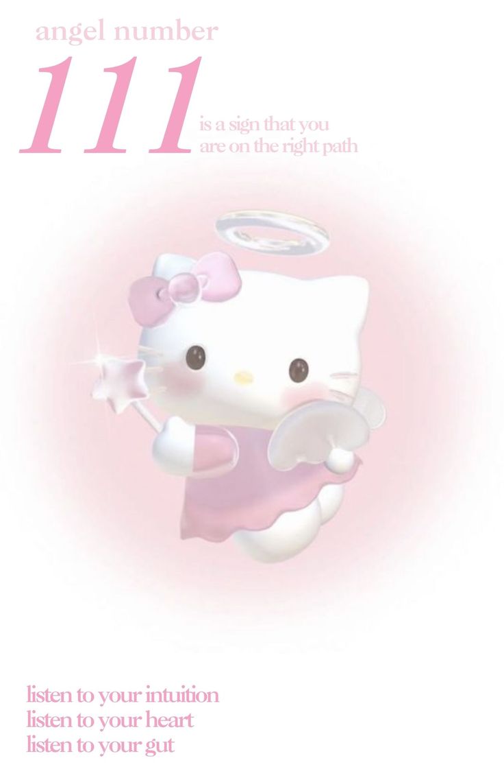 a hello kitty birthday card with an angel number 11 on the front and bottom corner