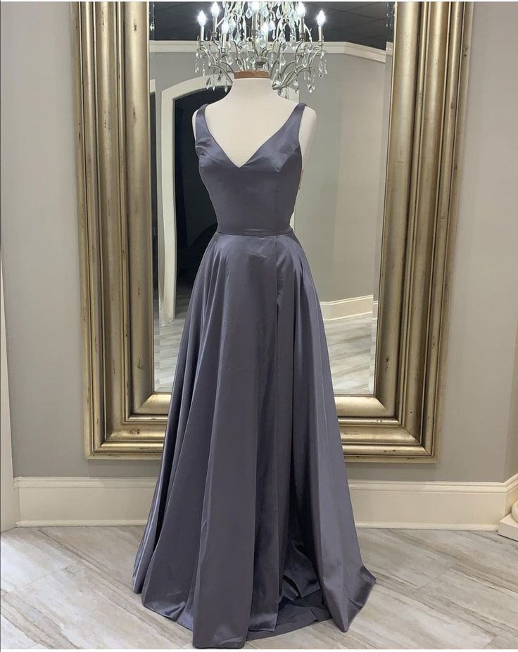 Purple Fitted V-neck Gown, Fitted Sleeveless Gray Evening Dress, Fitted Gray Dresses With Sweep Train, Fitted Gray Dress With Sweep Train, Gray Fitted Sleeveless Evening Dress, Gray Fitted Dress With Sweep Train, Fitted Purple V-neck Gown, Fitted Gray Evening Dress With Sweep Train, Purple V-neck Fitted Gown