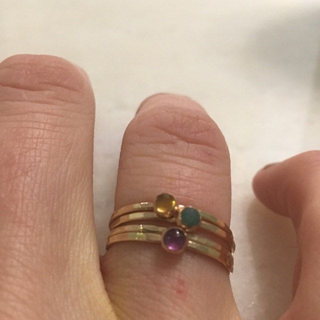 Birthstone Stacking Ring Gemstone Ring Mothers Ring Gold | Etsy Peace Sign Ring, Peace Sign Jewelry, Birthstone Stacking Rings, Mothers Ring, Mother Rings, Stacking Ring, Peace Sign, Ring Gold, Stackable Rings