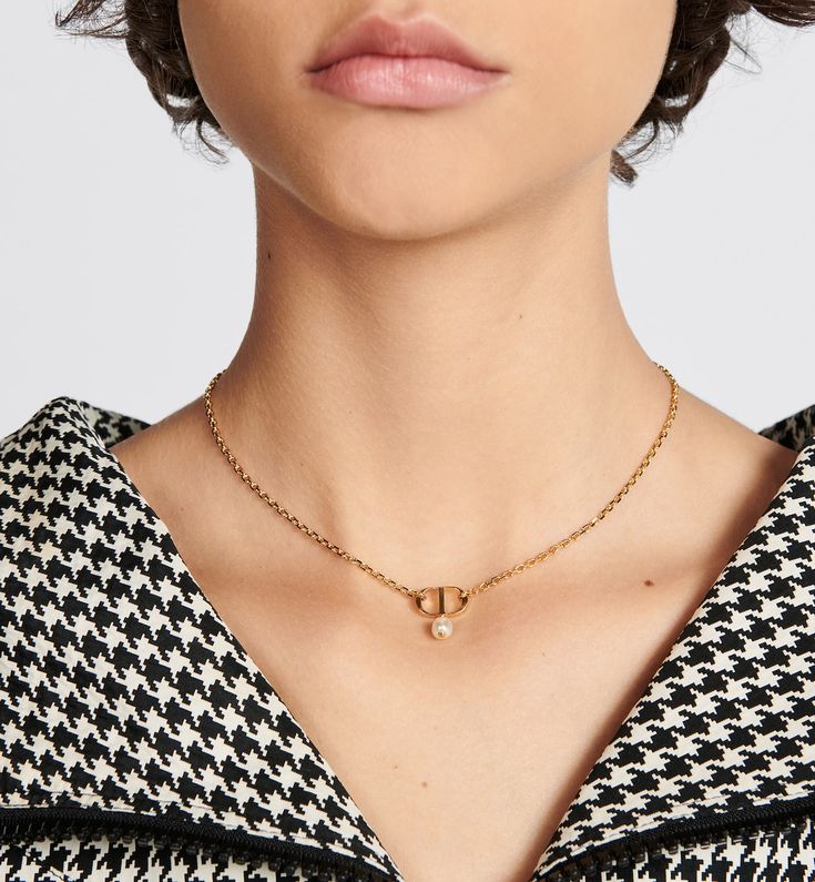 Petit CD Necklace Gold-Finish Metal with a White Resin Pearl | DIOR US Cd Necklace, Resin Pearl, Dior Necklace, Christian Dior Couture, Dior Couture, Boutique Online, Color Oro, Office Fashion, Silver Diamonds