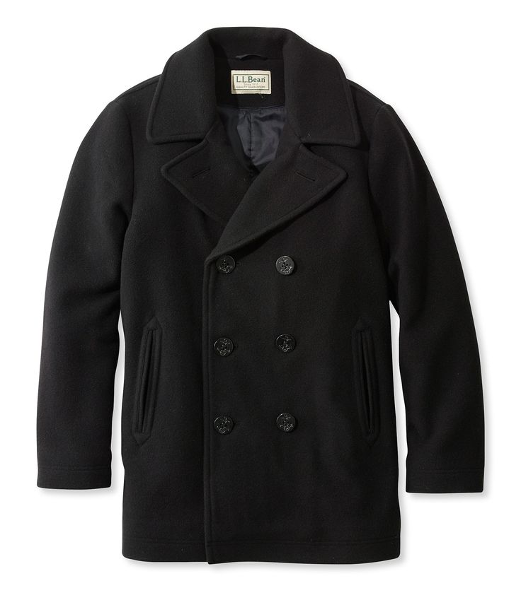 Made of 100% Italian wool in a sturdy, classic design our peacoat keeps you warm while looking sharp at the same time. Slightly Fitted. Best with midweight layer. Falls below hip. 100% wool. Lining: 100% polyester. Dry clean. Fabric woven in Italy exclusively for L.L.Bean. ThinsulateTM Insulation provides added warmth on chilly days. Crafted in a finely tailored fit, with plenty of room for layering comfortably. Imported. Wool Coat L.l.bean, Double-breasted Pea Coat For Fall, Double-breasted Pea Coat For Cold Weather, Double-breasted Pea Coat For Cold Weather In Fall, Winter Double-breasted Pea Coat, Double-breasted Winter Pea Coat, Casual Double-breasted Pea Coat For Winter, Long-sleeved Peacoat With Double Button Closure, Solid Double-breasted Winter Pea Coat