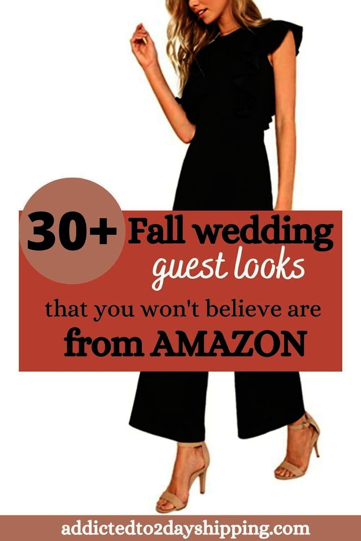 a woman in black dress with the words 30 + fall wedding guest looks that you won't believe are from amazon