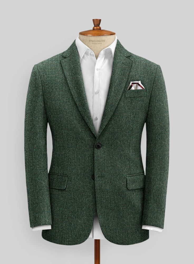 For nothing less than an incredibly dapper look, opt for our finely tailored Haberdasher Green Tweed Suit. Crafted from wool, this green suit is a great choice for both formal and casual looks, so you'll be sure to have a stylish outfit option whenever you attend a special occasion.  Look Includes   Haberdasher Green Tweed Fabric  Two Button Jacket Style  Notch Lapel  Horn Royal Black Buttons  Single Vent  Three Cuff Buttons  Two Welted Back Pockets on Trousers    Click 'Customize Now' to modify Red Tweed Jacket, Green Tweed Suit, Blue Tweed Jacket, Tweed Sport Coat, Harris Tweed Jacket, Blazer For Men, Tweed Suit, Jacket Collection, Green Tweed