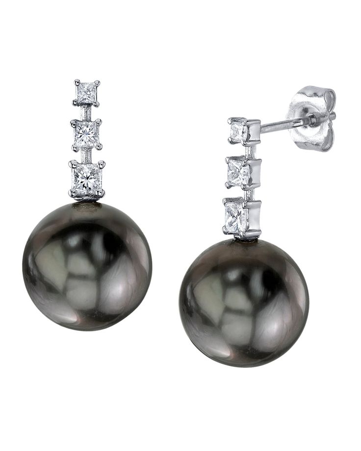 These fine earrings feature 10mm Tahitian South Sea pearls, handpicked for their incredible luster and overtones. The pearls are mounted on the finest 18K gold with 0.33 carats of dazzling SI clarity diamonds. These earrings come packaged in a beautiful jewelry gift box, perfect for gifting. Formal Akoya Pearl Earrings With High Luster, Formal High Luster Akoya Pearl Earrings, Classic Tahitian Pearl Earrings For Anniversary, Classic Tahitian Pearl Earrings, Classic Tahitian Pearl Earrings For Formal Occasions, Elegant Tahitian Pearl Earrings For Anniversary, Formal High Luster Pearl Drop Earrings, Classic Tahitian Pearl Earrings In White Gold, Classic White Gold Tahitian Pearl Earrings