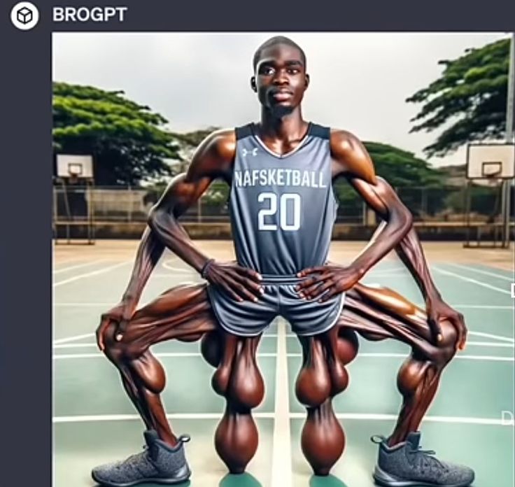 an image of a basketball player with his hands on his hips, standing in front of a basketball court