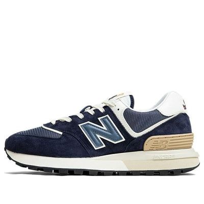 The New Balance 574 Legacy 'Navy Angora' is a stylish sneaker that is perfect for everyday wear. It features a blue upper crafted from premium suede, durable plastic and textile materials. The midsole is equipped with ENCAP technology, a combination of durable and stable polyurethane edges and soft, shock-absorbing EVA foam. The rubber sole provides excellent traction and durability, making it suitable for a variety of activities. The Navy Angora colorway is inspired by the classic 574 series, giving it a timeless look. (SNKR/Unisex/Low Top) Navy Sports Sneakers With Gum Sole, Sporty Navy New Balance Sneakers, Casual Navy New Balance Running Shoes, Navy New Balance Running Shoes With Cushioned Footbed, New Balance Navy Running Shoes With Cushioned Footbed, New Balance Navy Round Toe Sneakers, New Balance Navy Running Shoes With Round Toe, Navy New Balance Running Shoes, Navy New Balance Sneakers With Round Toe