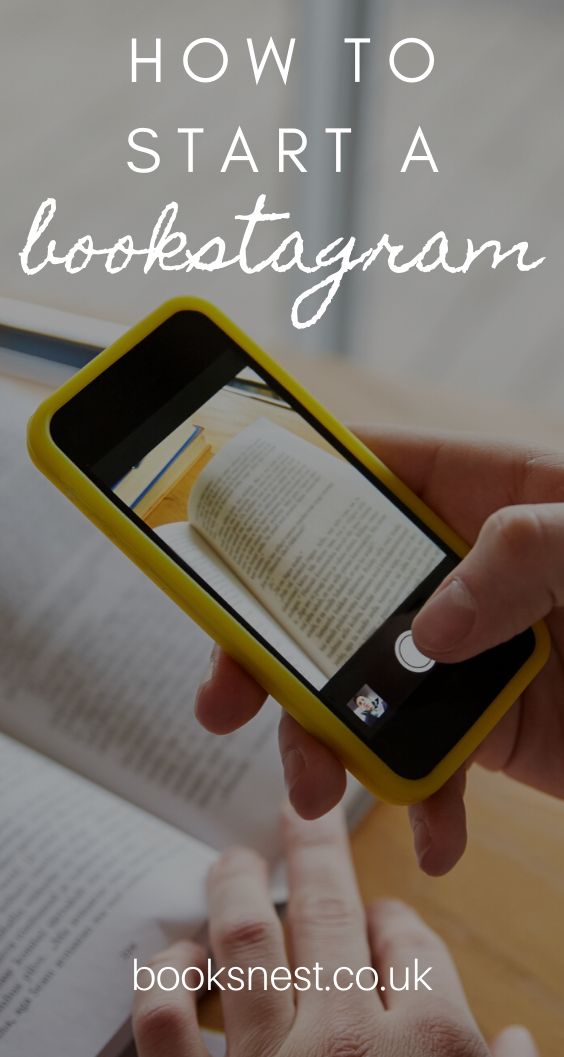 a person holding an open book and looking at it with text overlay reading how to start a bookstagramgram