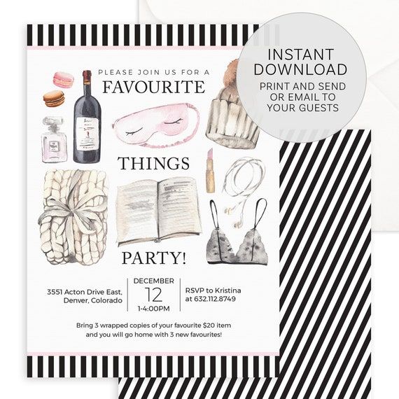 an open book and wine bottle are on the front of this black and white party card