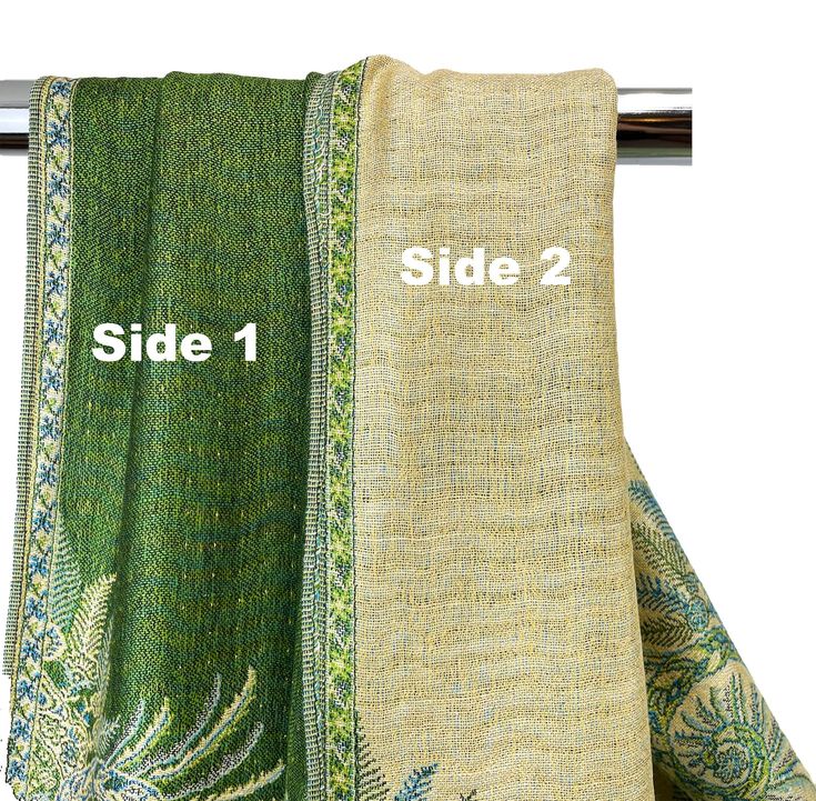 Reversible Green and Beige Scarves for Women Festival Scarf - Etsy Green Traditional Pashmina Shawl, Green Pashmina Shawl For Wedding, Green Pashmina Shawl In Traditional Drape, Green Pashmina Dupatta With Traditional Drape, Green Pashmina Dupatta In Traditional Drape, Green Jamawar Shawl With Traditional Drape, Green Jamawar Shawl, Green Embroidered Shawl For Wedding, Embroidered Green Shawl For Wedding