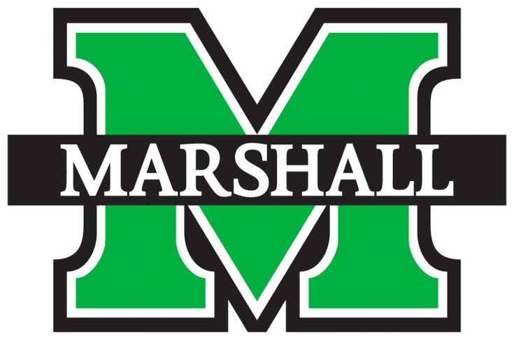 the marshall logo is shown in black, green and white with an m on it