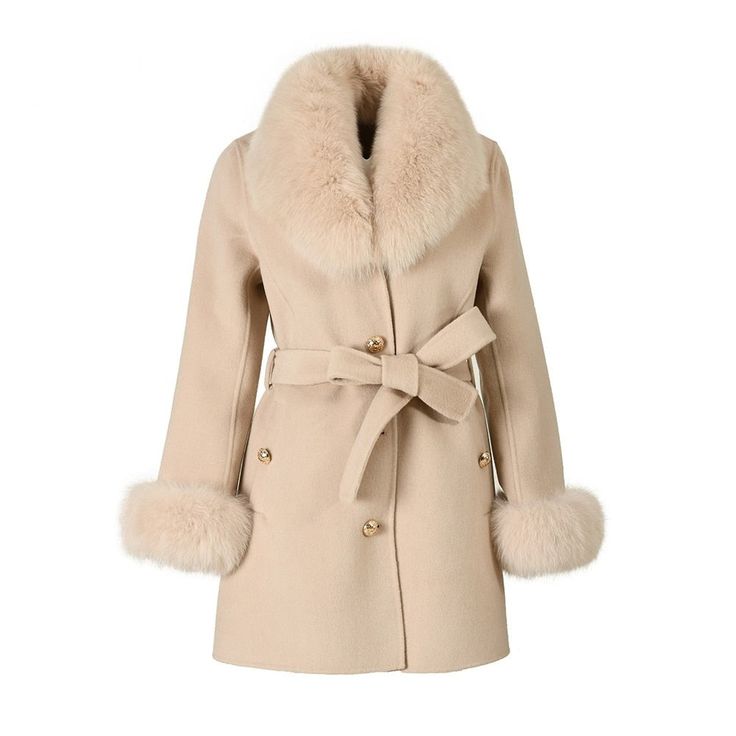 Amp up your winter wardrobe with this luxurious long coat. Crafted from a high-quality blend of cashmere and wool, it ensures warmth and style. The solid pattern and turn-down collar enhance its appeal. The single-breasted closure, along with fox fur on the collar and cuffs, adds style. Perfect for women, this long coat seamlessly combines fashion and functionality, making it a must-have addition to your wardrobe.Specifications Type: Slim Style: Fashion,High street Style: Casual Sleeve Style: Regular Sleeve Length(cm): Full Season: Autumn/Winter Season: Spring,Autumn,Winter Place Of Origin: China (Mainland) Pattern Type: Solid Outerwear Type: Wool & Blends Origin: Mainland China Model Number: JX-235 Material Composition: Wool Blend Material: Cashmere,Wool Material: Cashmere,Wool,Wool & Ble Winter Cream Single Breasted Wool Coat, Luxury Wool Sweater Coat For Fall, Chic Wool Coat With Faux Fur Trim For Winter, Classic Cream Wool Coat For Winter, Classic Winter Sweater Coat With Lapel Collar, Classic Cream Pea Coat For Winter, Fitted Beige Pea Coat For Winter, Luxury Winter Formal Sweater Coat, Luxury Formal Winter Sweater Coat