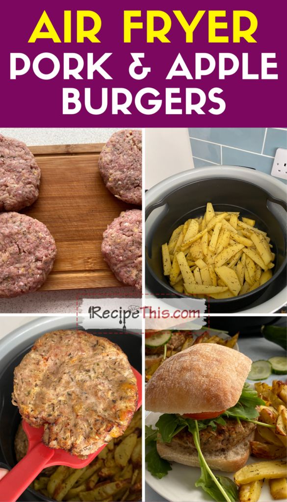 Air Fryer Pork & Apple Burgers Pork And Apple Burgers, Pork Burgers Recipes, Pork Apple, Homemade Burger Recipe, Recipes Using Pork, Just Ingredients, Air Fryer Pork, Ground Pork Recipes, Burger Seasoning