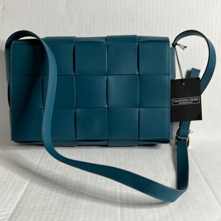 Nwt Valentina Fiore Teal Patchwork Leather Crossbody Bag See Pictures For Measurements Blue Shoulder Flap Bag With Magnetic Closure, Chic Blue Flap Bag For Office, Blue Leather Flap Bag With Magnetic Closure, Blue Leather Rectangular Satchel, Blue Leather Satchel For Work, Elegant Blue Satchel With Magnetic Closure, Leather Blue Satchel For Workwear, Blue Satchel Shoulder Bag With Magnetic Closure, Modern Blue Satchel Box Bag