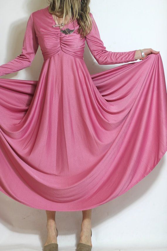 Winter Bohemian Princess Vintage 70s Maxi Dress Lush Pink Long Southern Belle Dress, Bohemian Princess, Princess Vintage, Muumuu Dress, Grecian Goddess, 70s Maxi Dress, Phenomenal Woman, Maxi Gown, 90s Dress