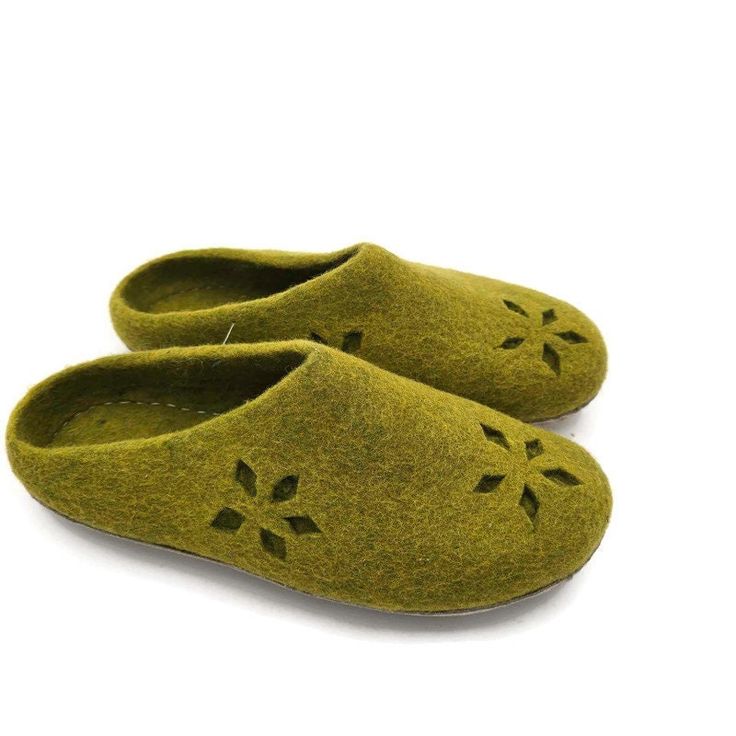 Felt shoes are a premium footwear option crafted from high-quality wool felt. These shoes are designed to offer unparalleled comfort, warmth, and durability, making them an ideal choice for both indoor and outdoor use. The natural properties of wool felt ensure that each pair of felt shoes provides a snug, breathable fit while also being environmentally friendly. ☆ FEATURES: * 100% Pure wool with Azo-free dyes. * Handmade with love by Nepali Artisans. * Fair Traded and Sustainable Product * Dire Green Outdoor Slip-on Slippers, Green Slip-on Outdoor Slippers, Green Comfortable Slippers With Textured Footbed, Green Outdoor Slippers With Round Toe, Green Round Toe Outdoor Slippers, Winter Felt Slip-on Clogs, Wool Slippers With Cushioned Footbed And Round Toe, Comfortable Wool Slip-on Slippers, Wool Clogs With Cushioned Footbed And Round Toe