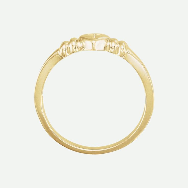 INNOCENCE, our beautiful chastity ring, is designed to remind you to be patient, for true love waits. Share and celebrate your faith with style and elegance. Specifications Weight: Gold: 2.097 DWT (3.26 grams); Sterling Silver: 1.45 DWT (2.26 grams) Approx. Finger Size: 7 Additional Details INNOCENCE, our stunning Christian ring for women, includes sizes that are custom-made. Custom-made items and items modified by the customer are exchangeable but non-refundable. Please refer to our Return & Re Gold Birthstone Promise Ring In Fine Jewelry Style, Gold Birthstone Promise Ring Fine Jewelry, Fine Jewelry Gold Birthstone Promise Ring, 14k Gold Round Halo Ring For Promise, Timeless Yellow Gold Stackable Promise Rings, Timeless Yellow Gold Promise Stackable Rings, Heirloom Diamond Ring With Bezel Setting For Promise, Yellow Gold Wedding And Promise Rings With Halo, 14k Gold Signet Ring With Bezel Setting For Promise