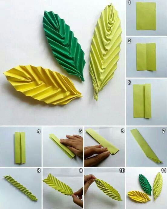 step by step instructions to make an origami leaf