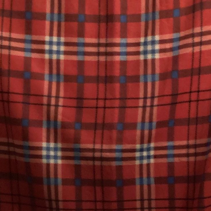 a red and blue checkered shirt with buttons