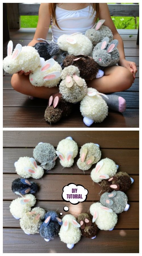 Cute DIY Pom Pom Easter Party Bunnies Craft Tutorials Pom Pom Bunny, Pom Pom Bunnies, Kerajinan Diy, Diy Pom Pom, Diy Ostern, Easter Bunny Crafts, Pom Pom Crafts, Diy Bricolage, Diy Magazine