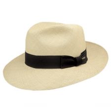 Stetson Centerdent Panama Hat - 2 3/4" Brim Elegant Wide Brim Toquilla Straw Fedora, Formal Wide Brim Sun Hat In Toquilla Straw, Formal Toquilla Straw Sun Hat With Wide Brim, Elegant Fedora Panama Hat In Toquilla Straw, Formal Wide Brim Hat In Natural Color, Elegant Fedora Panama Hat For Vacation, Elegant Natural Panama Hat In Fedora Style, Elegant Natural Panama Fedora Hat, Classic Formal Panama Hat In Toquilla Straw