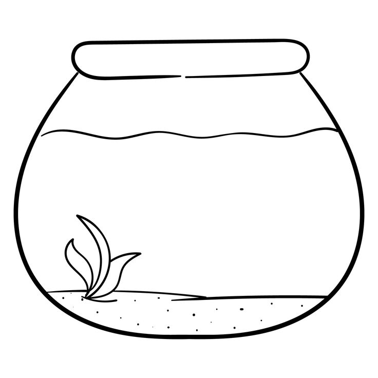 a black and white drawing of a fish bowl