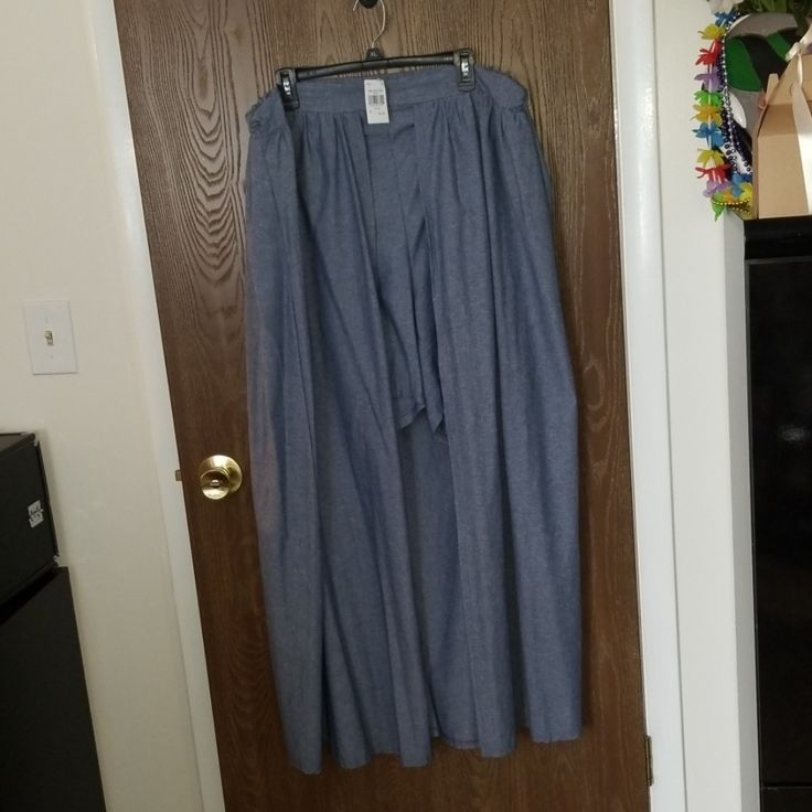 1 Piece. Half Skirt Is Sewn Into Shorts. Long Skirt With Pockets For Daywear, Blue Long Skirt For Daywear, Blush Skirt, Skirts Long, Denim Skort, Half Skirt, Long Skirt, 1 Piece, Womens Skirt