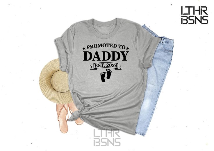 Promoted to Daddy Shirt, Future Father Shirt, Best Dad Shirt, Fathers Day Gift, New Dad Shirt, Gift for Dad, Soon to be Dad Back Design Upgrade Want to add text to the back? Use this link  https://www.etsy.com/listing/1775496276/two-side-printing?click_key=9450e4ea57da86a62c332b6493aa2e409efd5f26%3A1775496276&click_sum=0504f770&ref=shop_home_active_1&frs=1 How to Order: 1.Choose your shirt size and color. 2.Select the quantity. 3.Click "Add to Cart." Repeat for multiple items. Fabric Details: *Solid Colors: 100% Preshrunk Cotton *Heather Colors: Poly-Cotton mix *Black designs are applied to White, Pink, Light Gray, Orange, and Natural shirts. *White designs are used on all other colors. Care Instructions: *Wash inside out with cold water. *Avoid bleach, dry cleaning, and ironing directly o Best Dad Shirt, Papa Shirts, Papa Shirt, Father Shirts, New Dads, Add Text, Fabric Details, Gift For Dad, Dad To Be Shirts