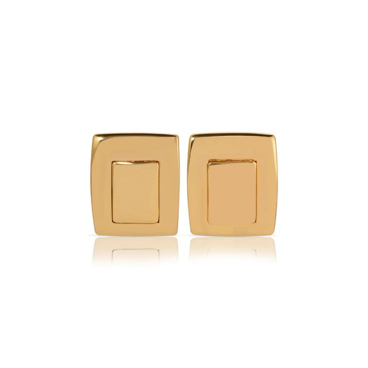 Plate Gold – Heaven Mayhem Classic Gold Square Earrings, Elegant Gold Square Earrings, Gold Square Earrings For Formal Events, Gold Square Earrings For Formal Occasions, Chic Rectangular Evening Earrings, Gold Rectangular Earrings For Formal Occasions, Gold Chic Rectangular Earrings, Classic Rectangular Evening Earrings, Modern Rectangular Wedding Earrings