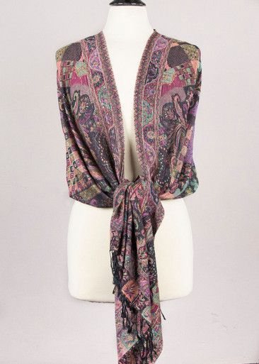 Pashmina Scarf with Black & Pink Floral Chevron Stripe Pattern - #82 - These pashmina scarves are the ideal winter accessory! With so many different colors and designs to choose from, you're sure to find the perfect scarf for everyone on your gift list - including yourself. Best of all, they look great with handmade jewelry designs.approximate size: 28x70 inches100% Cashmere Scarves, Scarves, Cherry Tree Beads, Pashmina Scarf with Black & Pink Floral Chevron Stripe Pattern - #82 Elegant Multicolor Fall Shawl, Multicolor Pashmina Scarves With Paisley Print, Elegant Multicolor Shawl For Fall, Purple Bohemian Scarf For Winter, Purple Bohemian Scarves For Winter, Pashmina Shawl One Size, Multicolor Paisley Print Pashmina, Winter Pashmina Scarf With Paisley Print, Winter Paisley Print Pashmina Scarf