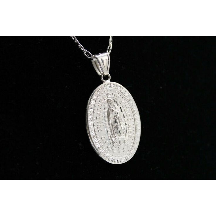 Our Lady Of Guadalupe Necklace 100% .925 Silver Chain Is 22" - 3mm Pendant Measures 1 3/4" Limited Edition Virgen De Guadalupe Con Cadena Cadena Y Medalla Son De .925 Plata Solida Edicion Limitada La Cadena Es De 22" Y 3mm La Medalla Mide 1 3/4" White Gold Miraculous Medal Jewelry In Sterling Silver, Silver Our Lady Of Guadalupe Pendant Jewelry, Spiritual Silver Necklace With Our Lady Of Guadalupe, Silver Miraculous Medal Round Pendant, Silver Oval Pendant With Miraculous Medal, Lady Of Guadalupe Necklace, Red Necklace Set, Guadalupe Necklace, Swarovski Crystal Hearts