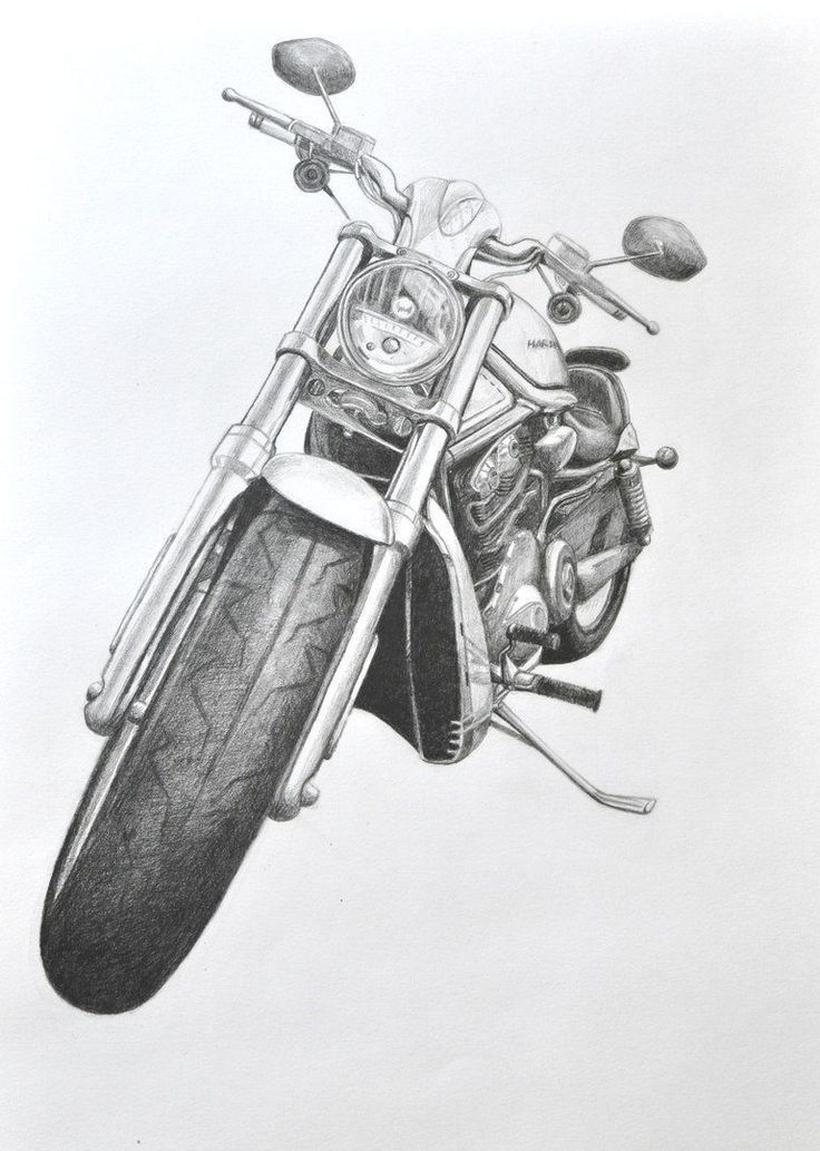 a pencil drawing of a motorcycle