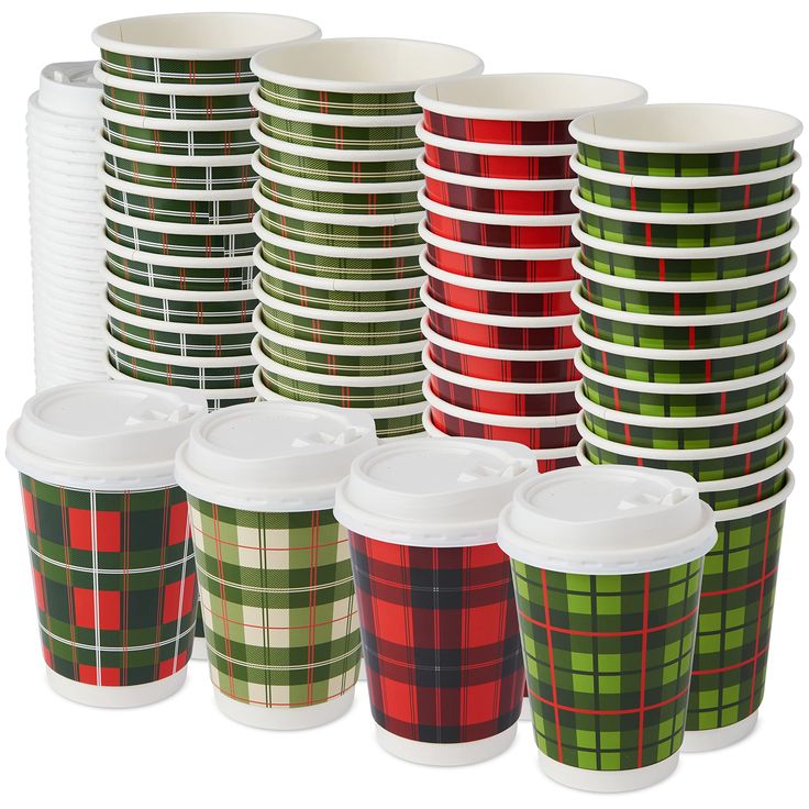 the cups are lined up and ready to be placed in their respective colors or designs