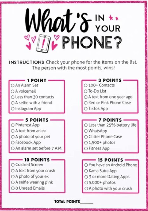 what's in your phone? info sheet with instructions for the iphone and how to use it