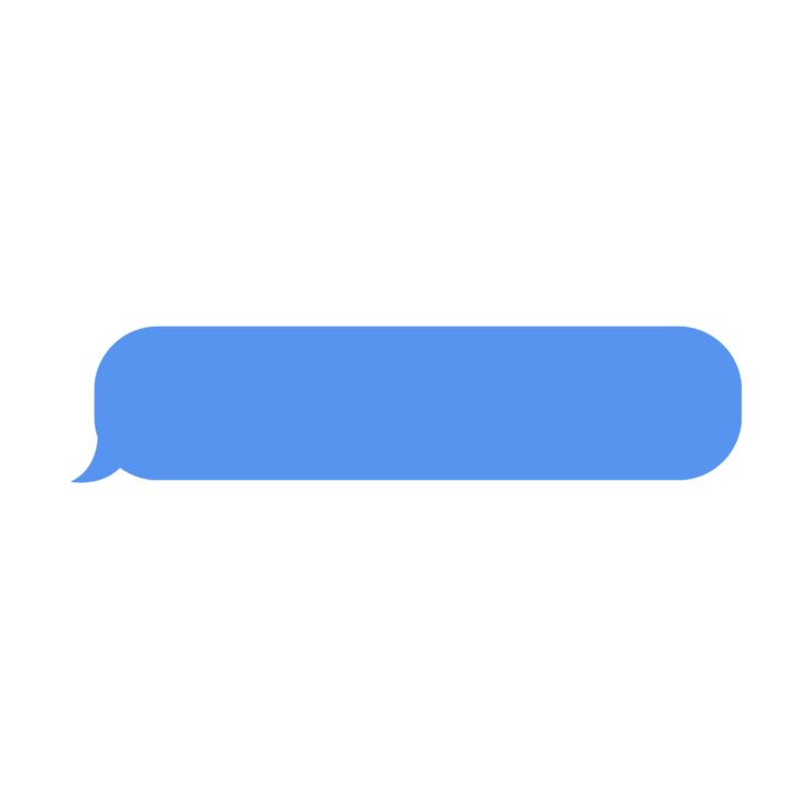 a blue speech bubble on a white background