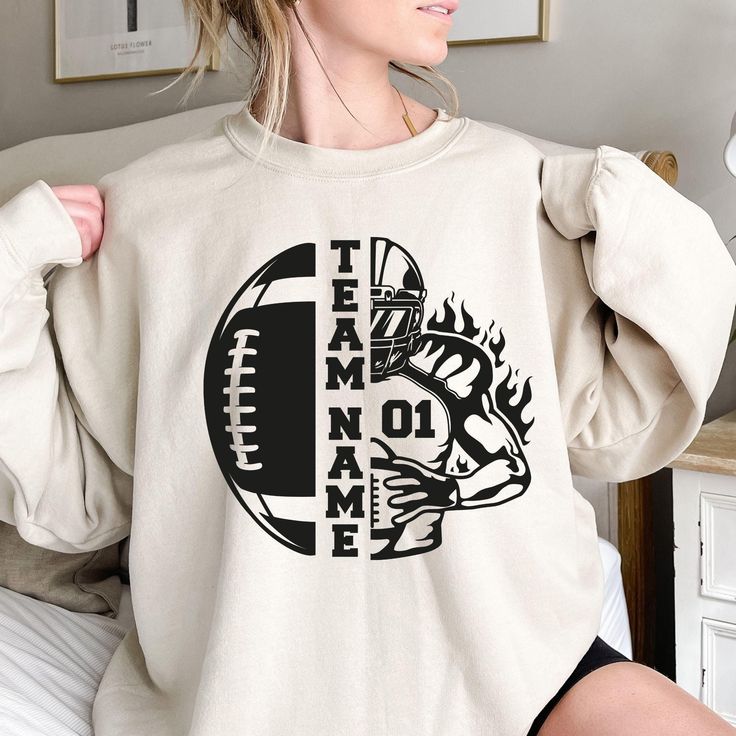 Custom Football Sweatshirt | Personalized Soccer Team Name & Number | Gift for Football Mom Show off your team spirit with our Custom Football Sweatshirt! Perfect for both men and women, this personalized sweatshirt can feature your school soccer team name and number, making it a great gift for football moms, dads, or any fan. Ideal for birthdays, game days, or just cheering from the sidelines, this sweatshirt combines comfort and style for every football lover. Custom Football Sweatshirt, Football Mom Gift, Team Name Sweatshirt Hi! Welcome to✨Northstar ✨ ✨As the weather gets colder, you want clothes that keep you and your body warm. Here, Northstar  is ready to keep you warm with its unique designs..✨ ✨Product Features✨ 👉Medium-heavy fabric (8.0 oz/yd² (271.25 g/m 👉Loose fit 👉Runs true Collegiate Crew Neck Sublimation Design For Football Season, Fan Gear Crew Neck With Team Logo, Fan Gear Crew Neck With Team Logo Sublimation Design, Fan Gear Sublimation Crew Neck With Team Logo, Team-colored Football Season Sweatshirt, Team-colored Sweatshirt For Football Season, Team-colored Sports Sweatshirt, Team-colored Sweatshirt For Sports, Team-colored Sweatshirt With Team Name For Sports