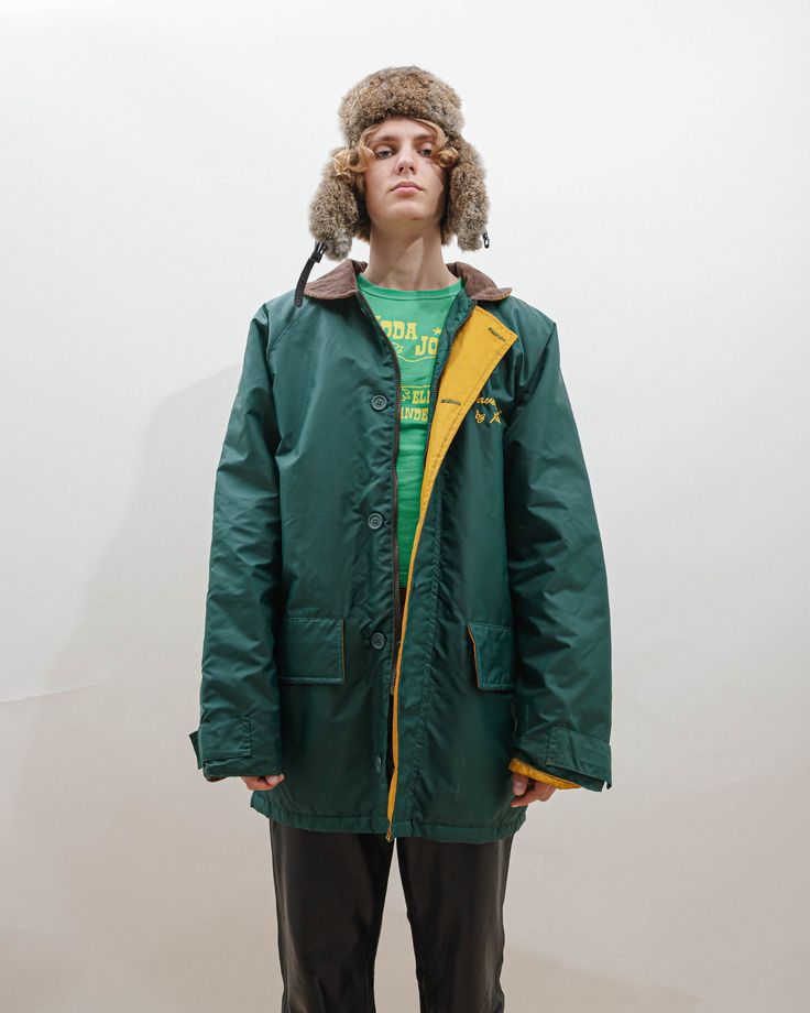 Cool vintage 80s utility dropped shoulder wind breaker jacket in green color. Awesome piece to add some vintage feel to your outfit. Size L, runs big so it could fit XL. Pit to pit measures 52in and length 34in. Size on the label L. No inside material label, feels like polyester. Model usually wears size S and 183cm tall. Great condition, keep in mind that it is vintage item and signs of natural wear/age might appear. If you have any questions about item don't hesitate to message us. When buying Green Utility Parka For Outdoor Activities, Green Long-sleeve Utility Jacket For Outdoor Activities, Green Hooded Utility Windbreaker, Green Long Sleeve Utility Jacket For Outdoor, Casual Green Parka For Outdoor Activities, Oversized Green Outerwear For Outdoor, Green Utility Windbreaker For Fall, Green Utility Outerwear For Outdoor, Green Hooded Utility Parka