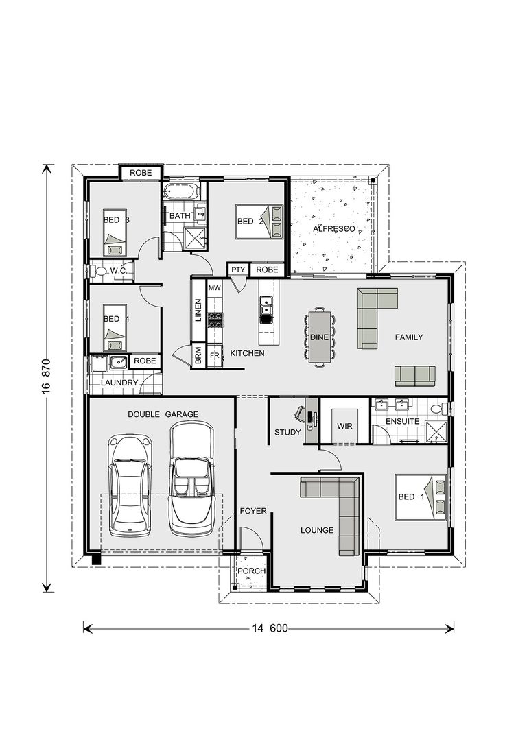 the floor plan for a two story house with an attached garage and living room area