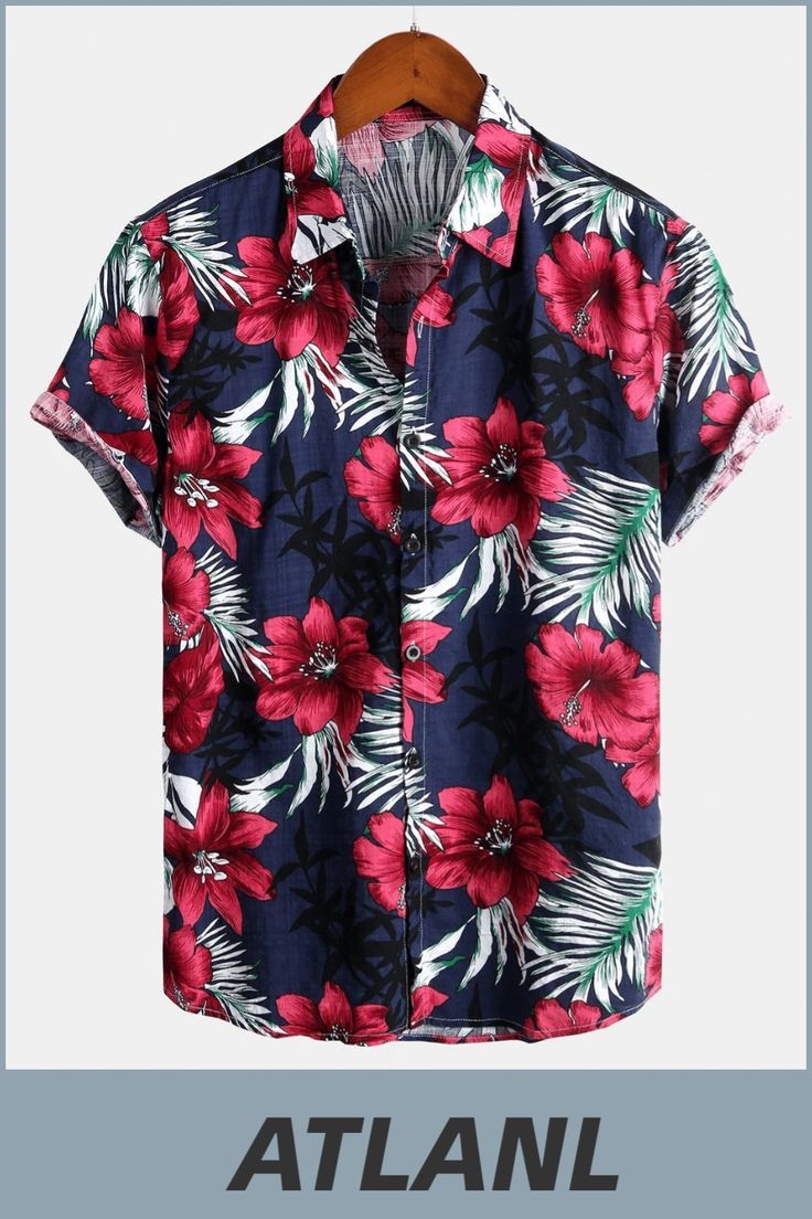 Great for summer vacation, daily leisure, sun beach, travel, rock parties, concert, streetwear, stage performance, dating, urban style, themed parties etc. Tropical Floral Pattern, Navy Blue Shirts, Tropical Shirts, Floral Shirt, Blue Shirt, Summer Shirts, Piece Of Clothing, Hawaiian Shirt, Breathable Fabric