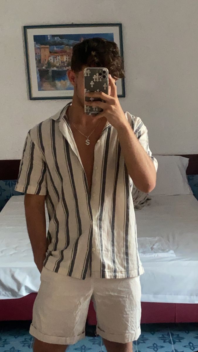 outfit ideas Outfits For Goa Men, Beach Shirt Ideas For Men, Cruise Outfit Ideas Men, Men’s Aesthetic Beach, Men Beachwear Outfit, Beach Outfit Guys, Summer Man Outfits, Male Hawaiian Outfit, Mens Trendy Outfits Summer 2024