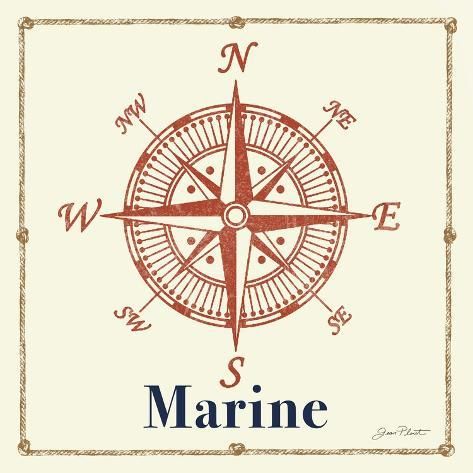 a compass with the word marine written in blue ink on top of an old - fashioned map