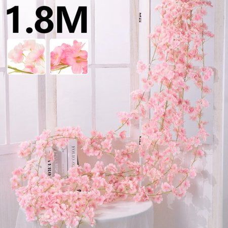 Specification: Material: silk flower Color: light pink, dark pink Size: One flower has 135 flowers on it, and one flower has 3 flower heads on it Each piece is 1.8 meters long/piece Features: Enjoy Happy TimeYou can hang this artificial cherry blossom vine on the wall, doors, swing, mirrors and anywhere as you like to enjoy with artificial vine. Tips Artificial flowers may be squeezed and deformed in transit, you may adjust the branches to the most natural state after receiving it. Package Inclu Couronne Diy, Summer Room Decor, Wreath Accessories, Hanging Vines, Arch Decoration Wedding, Rose Vines, Vine Wall, Hanging Garland, Artificial Silk Flowers