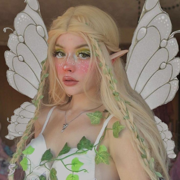 Fairy Make-up, Elf Kostüm, Fairy Photoshoot, Elf Cosplay, Fairy Cosplay, Fairy Halloween Costumes, Halloween Fairy, Fairy Hair, Smink Inspiration