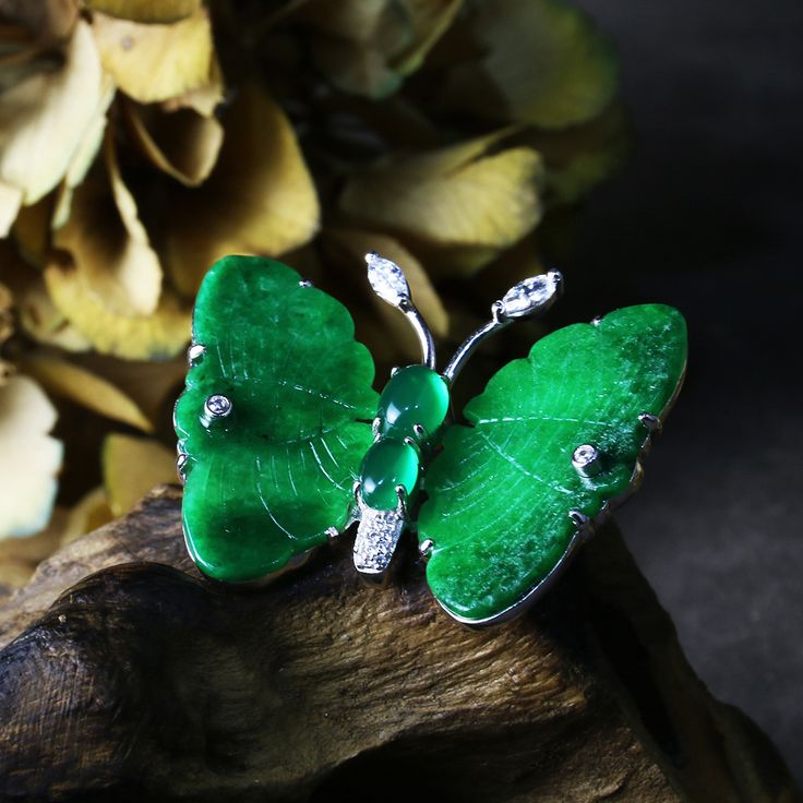 Jade Butterfly, Butterfly Brooch, Ring Necklace, Insects, Butterflies, Jade, Ring, Drawings, Silver