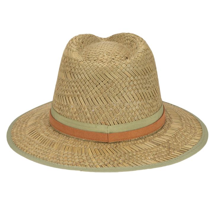 This stylish Men's Seagrass Stingy Brim Fedora is made of 100% natural seagrass and features a 2.75" brim size and 59cm circumference. Crafted with brim binding and layered grosgrain bands, this classic fedora is perfect for finishing any look. Features: Color: NaturalMaterials: 100% SeagrassBrim Size: 2.75" BrimSize: 59cm Green Straw Sun Hat With Short Brim, Safari Style Fedora Straw Hat For The Beach, Safari Style Straw Fedora For Beach, Coastal Straw Hat With Short Brim, Woven Straw Panama Hat With Brim, Adjustable Coastal Panama Hat From Palm Leaf, Adjustable Green Fedora For Beach, Adjustable Coastal Panama Hat In Palm Leaf, Adjustable Palm Leaf Panama Hat In Coastal Style